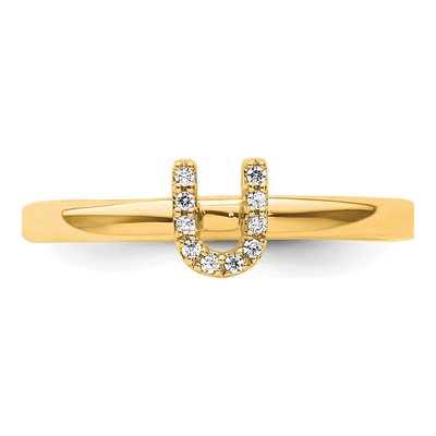 14K Yellow Gold 1/20 ct tw Diamond Initial U Ring – view 4