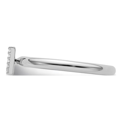 14K White Gold 1/20 ct tw Diamond Stackable Initial V Ring – view 3