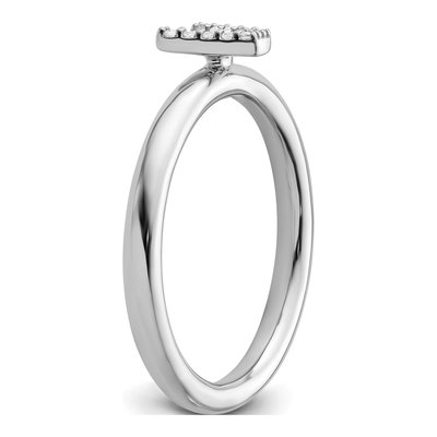 14K White Gold 1/20 ct tw Diamond Stackable Initial V Ring – view 6