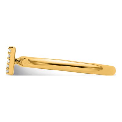 14K Yellow Gold 1/20 ct tw Diamond Stackable Initial V Ring – view 3
