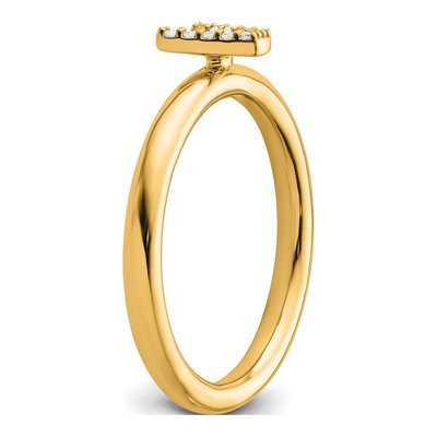 14K Yellow Gold 1/20 ct tw Diamond Stackable Initial V Ring – view 6