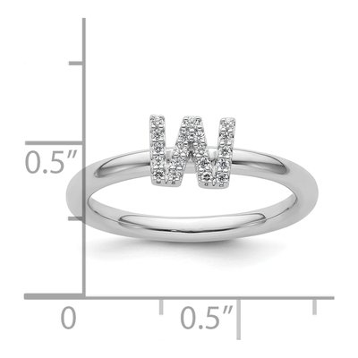 14K White Gold 1/10 ct tw Diamond Initial W Ring – view 2