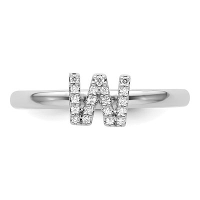 14K White Gold 1/10 ct tw Diamond Initial W Ring – view 4