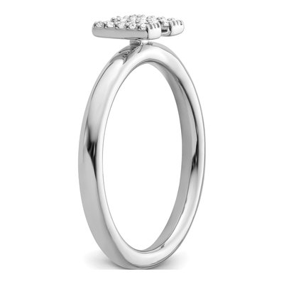 14K White Gold 1/10 ct tw Diamond Initial W Ring – view 6