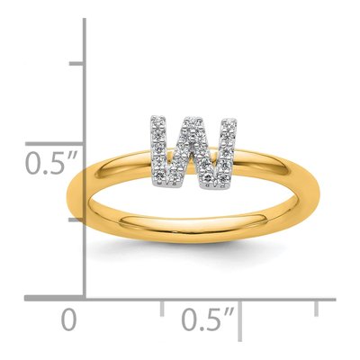 14K Yellow Gold 1/10 ct tw Diamond Stackable Initial W Ring – view 2