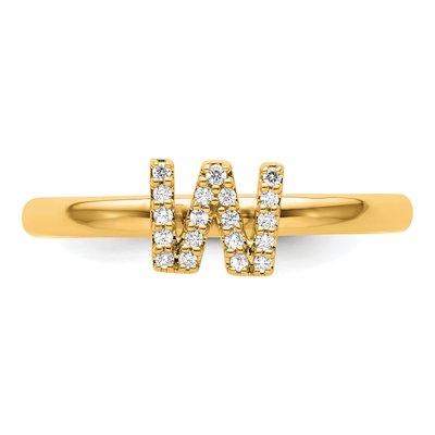 14K Yellow Gold 1/10 ct tw Diamond Stackable Initial W Ring – view 4