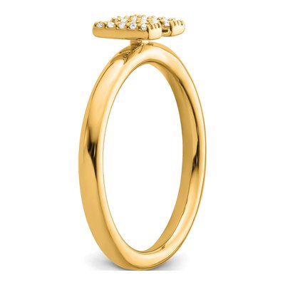 14K Yellow Gold 1/10 ct tw Diamond Stackable Initial W Ring – view 6