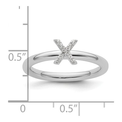 14K White Gold 1/20 ct tw Diamond Stackable Initial X Ring – view 2