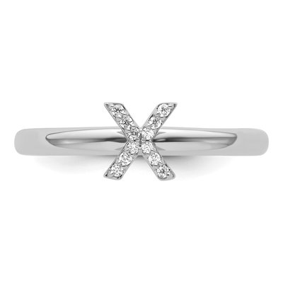 14K White Gold 1/20 ct tw Diamond Stackable Initial X Ring – view 4