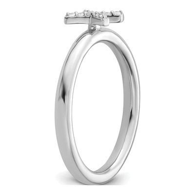 14K White Gold 1/20 ct tw Diamond Stackable Initial X Ring – view 6