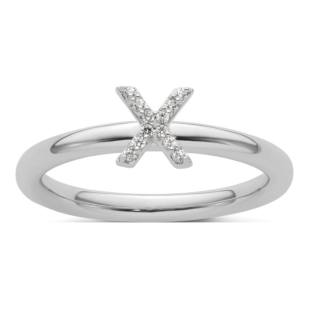 14K White Gold 1/20 ct tw Diamond Stackable Initial X Ring