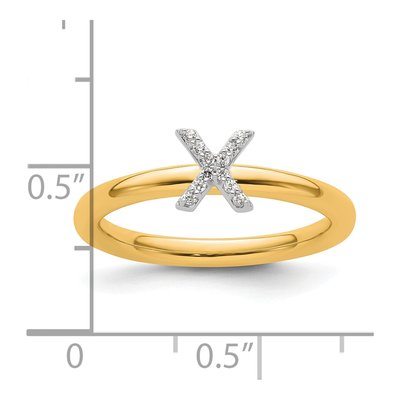14K Yellow Gold 1/20 ct tw Diamond Stackable Initial X Ring – view 2