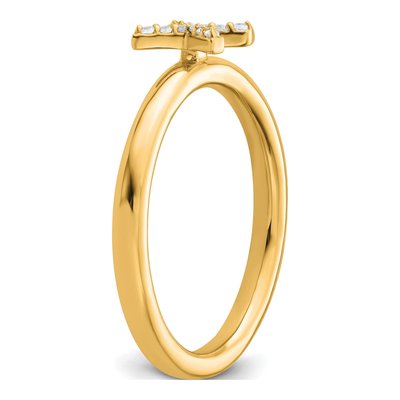 14K Yellow Gold 1/20 ct tw Diamond Stackable Initial X Ring – view 6