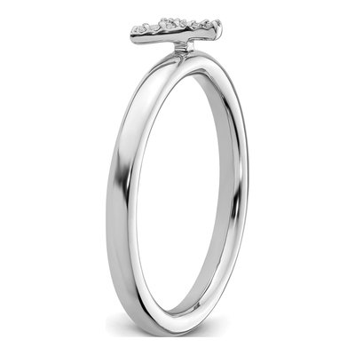 14K White Gold Diamond Stackable Initial Y Ring – view 6