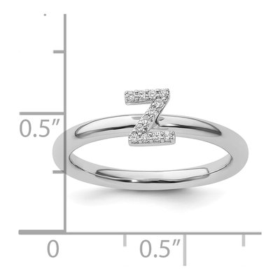 14K White Gold 1/20 ct tw Diamond Stackable Initial Z Ring – view 2