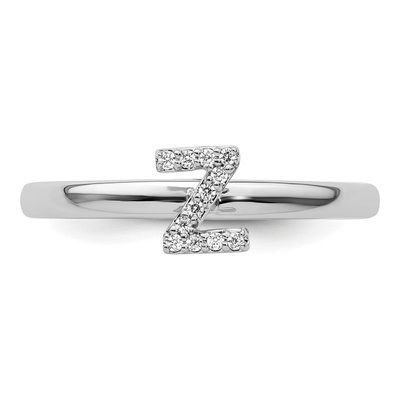 14K White Gold 1/20 ct tw Diamond Stackable Initial Z Ring – view 4