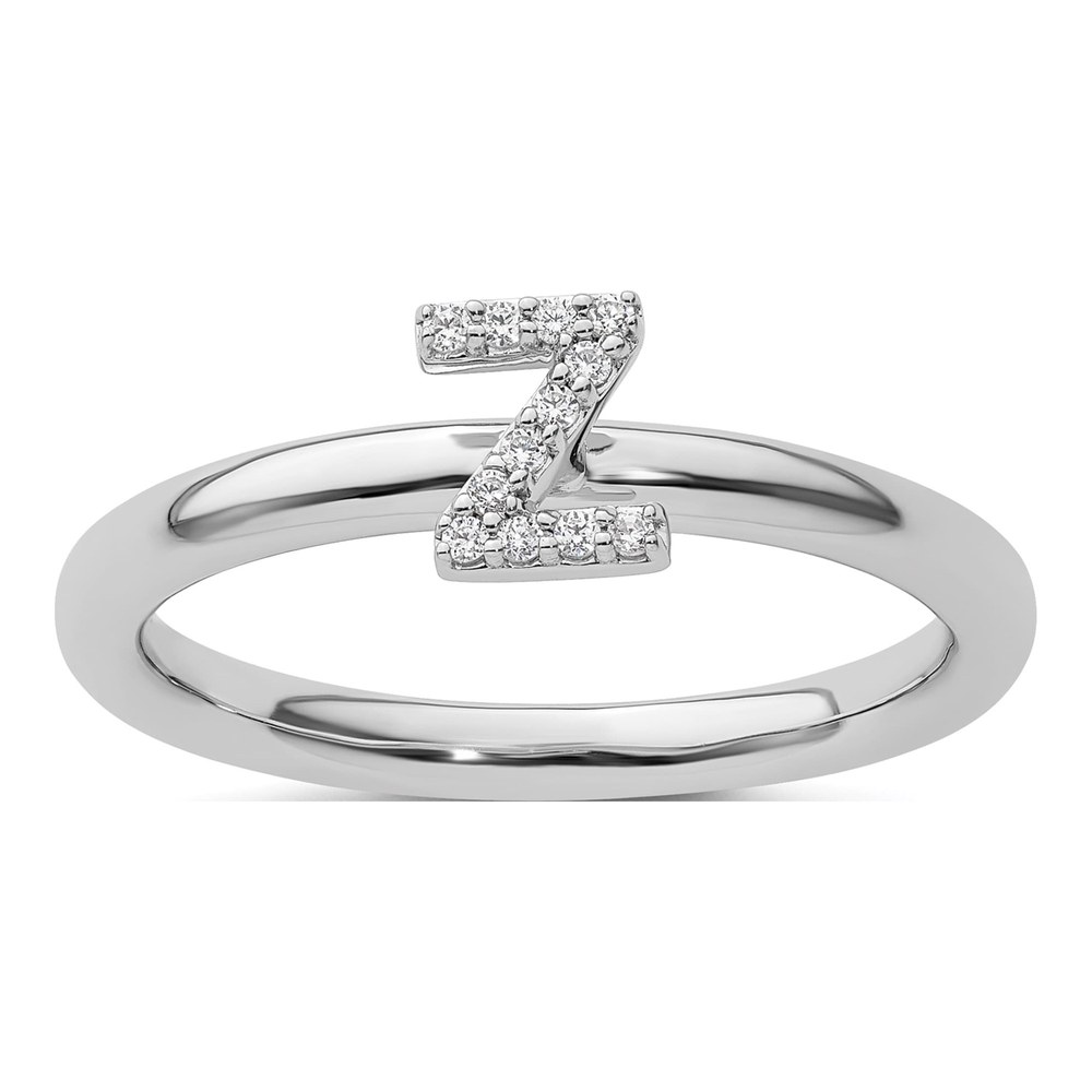14K White Gold 1/20 ct tw Diamond Stackable Initial Z Ring