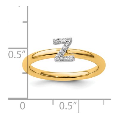 14K Yellow Gold 1/20 ct tw Diamond Stackable Initial Z Ring – view 2