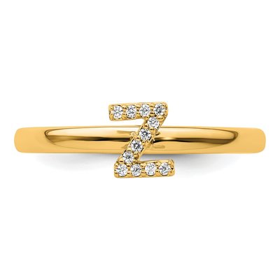 14K Yellow Gold 1/20 ct tw Diamond Stackable Initial Z Ring – view 4