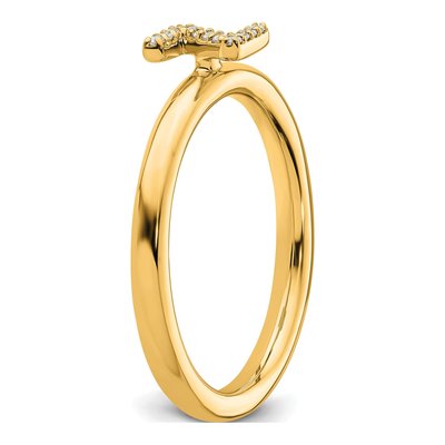 14K Yellow Gold 1/20 ct tw Diamond Stackable Initial Z Ring – view 6