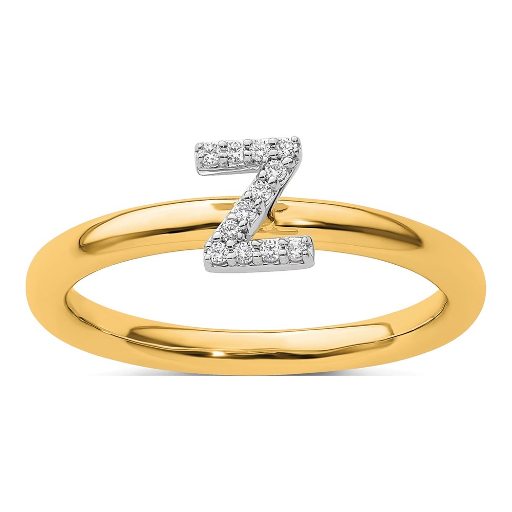 14K Yellow Gold 1/20 ct tw Diamond Stackable Initial Z Ring