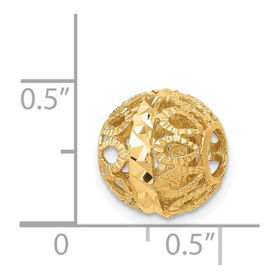 14K Yellow Gold Diamond-Cut Filigree Ball Slide Pendant – view 4