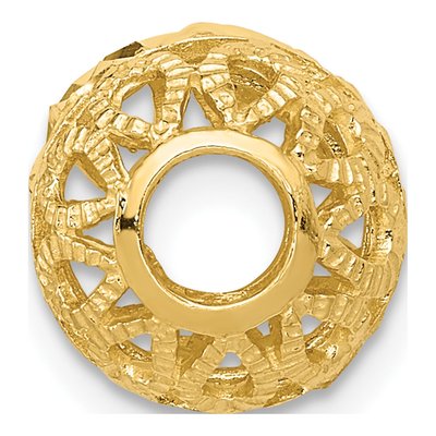 14K Yellow Gold Diamond-Cut Filigree Ball Slide Pendant – view 5