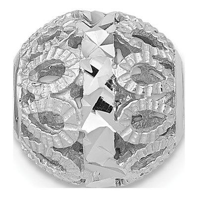14K White Gold Diamond-Cut Filigree Ball Slide Pendant – view 3