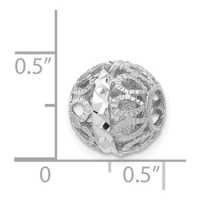14K White Gold Diamond-Cut Filigree Ball Slide Pendant – view 4