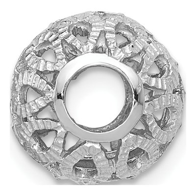 14K White Gold Diamond-Cut Filigree Ball Slide Pendant – view 5