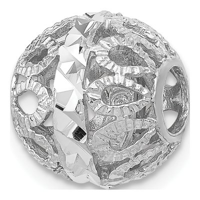14K White Gold Diamond-Cut Filigree Ball Slide Pendant