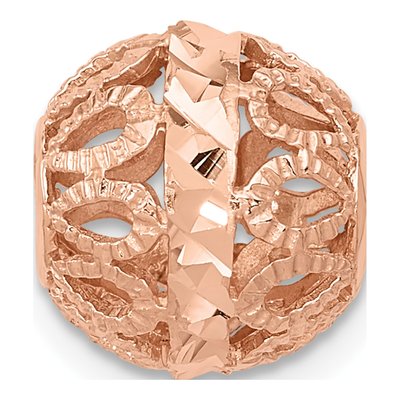 14K Rose Gold Diamond-Cut Filigree Ball Slide Pendant – view 3