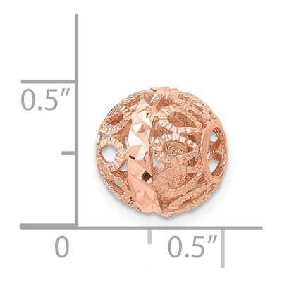 14K Rose Gold Diamond-Cut Filigree Ball Slide Pendant – view 4