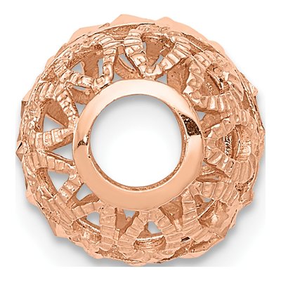 14K Rose Gold Diamond-Cut Filigree Ball Slide Pendant – view 5