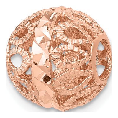 14K Rose Gold Diamond-Cut Filigree Ball Slide Pendant