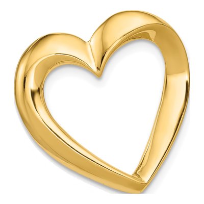 14K Yellow Gold Heart Slide Pendant
