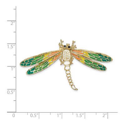 14K Yellow Gold Enameled Dragonfly Omega Slide Pendant – view 4