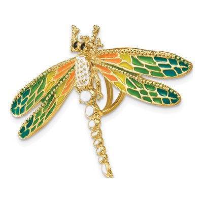 14K Yellow Gold Enameled Dragonfly Omega Slide Pendant – view 6