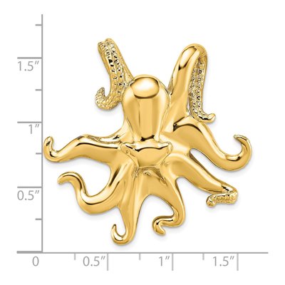 14K Yellow Gold Large Octopus Omega Slide Pendant – view 4