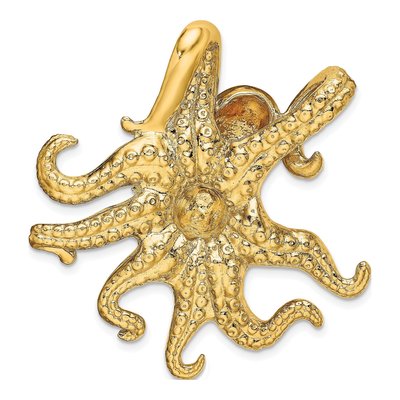 14K Yellow Gold Large Octopus Omega Slide Pendant – view 5