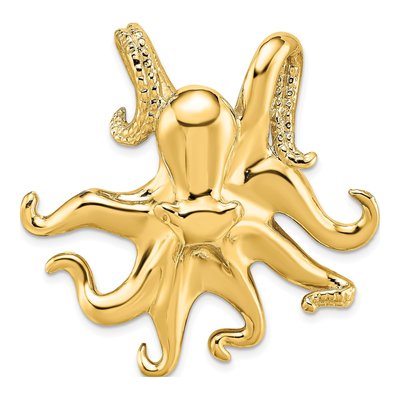 14K Yellow Gold Large Octopus Omega Slide Pendant