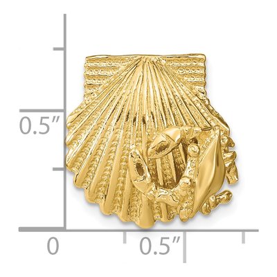 14K Yellow Gold Scallop Shell Crab Omega Slide Pendant – view 4