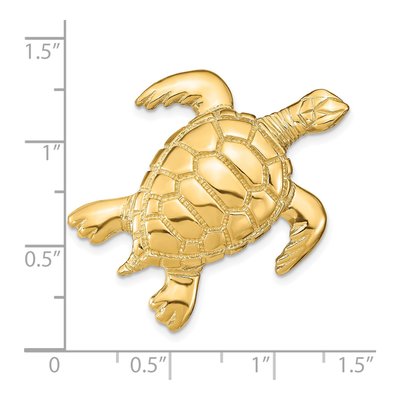 14K Yellow Gold Sea Turtle Omega Slide Pendant – view 4