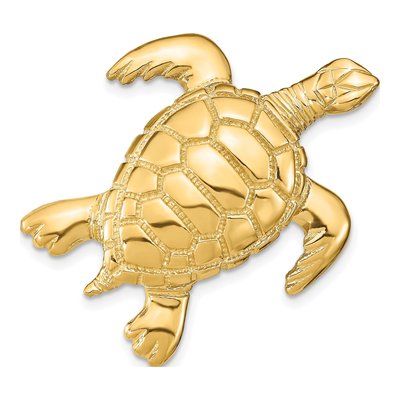 14K Yellow Gold Sea Turtle Omega Slide Pendant