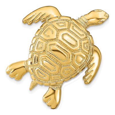 14K Yellow Gold Large Turtle Omega Slide Pendant
