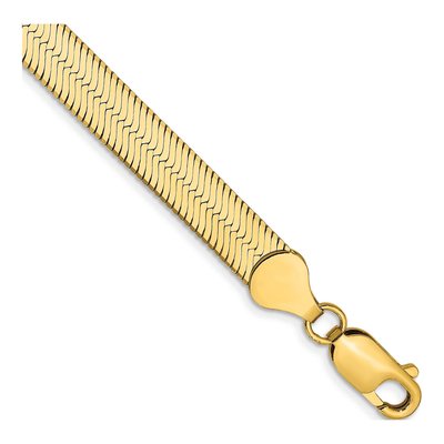 14K Yellow Gold 6.5mm Herringbone Chain Bracelet
