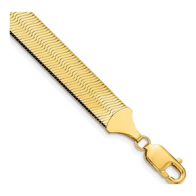 14K Yellow Gold 10mm Herringbone Chain Bracelet