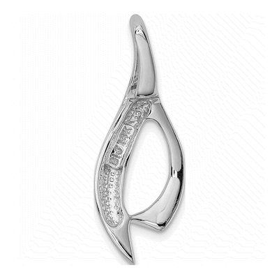 14K White Gold Polished Slide Pendant, Fits 6mm Omega – view 5