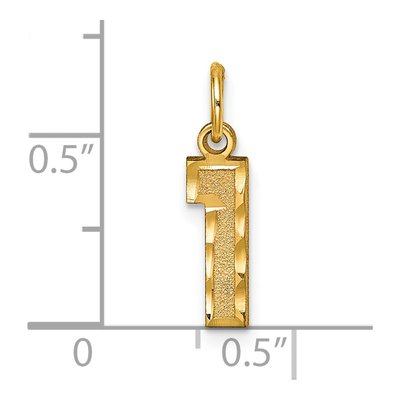 14K Yellow Gold Small Diamond-Cut Number 1 Charm – view 5
