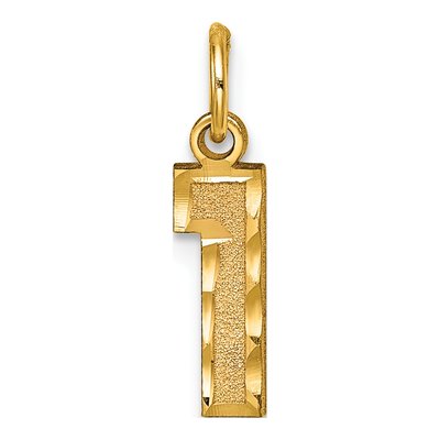 14K Yellow Gold Small Diamond-Cut Number 1 Charm